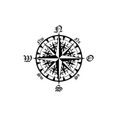Navigation compass sign, Rose of Winds isolated. Vector marine and nautical sailing cartography compass