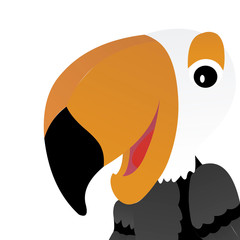 Illustration of  Tukan Toco Bird Cartoon, Cute Funny Character, Flat Design © Arya