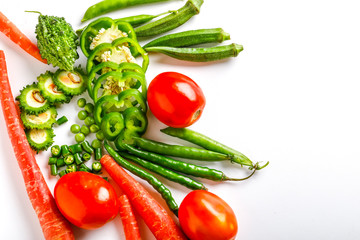 Raw mix vegetable on white background 