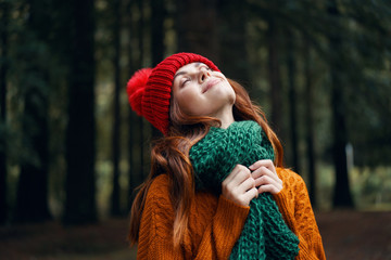 portrait of young woman in autumn park
