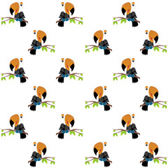 The Amazing of Cute Tukan Toco Illustration, Cartoon Funny Character, Pattern Wallpaper © Arya