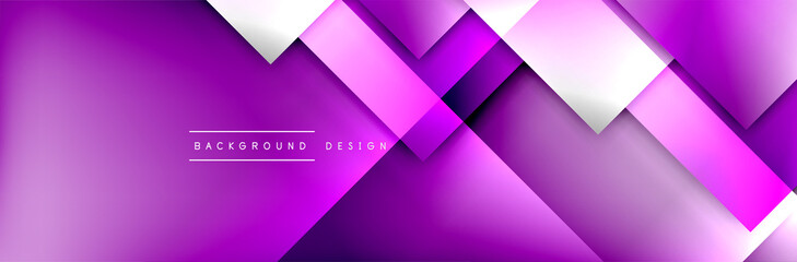 Fototapeta premium Square shapes composition geometric abstract background. 3D shadow effects and fluid gradients. Modern overlapping forms