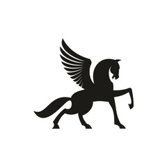 Winged horse silhouette isolated pegasus silhouette. Vector unicorn heraldic symbol, mythical animal © Vector Tradition