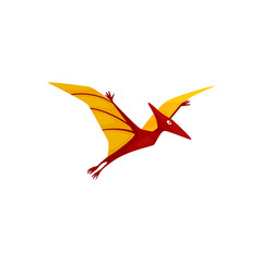 Pteranodon isolated cartoon pterodactyl. Vector flying dinosaur, prehistoric pterosaur dino bird