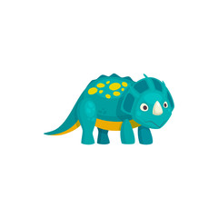 Brontosaurus cartoon spotted dinosaur with horn isolated. Vector prehistoric animal, brachiosaurus dino