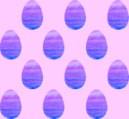 Seamless pattern, backgrounds, textures of colored abstract Easter eggs. Watercolor decorative drawing