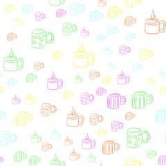 Coffee seamless vector pattern for Cup mug, restaurant or cafe menu design. 