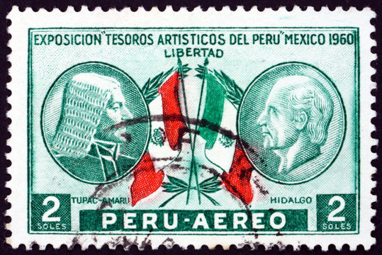 Postage stamp Peru 1962 Tupac Amaru and Miguel Hidalgo