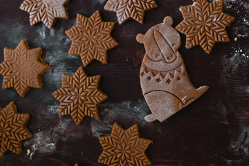Obraz na płótnie Canvas Clazed decorating gingerbread homemade cookies for christmas. 