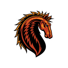 Stallion mustang isolated horse head. Vector equestrian sport mascot, racehorse animal