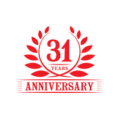 31 years logo design template. Thirty first anniversary vector and illustration.