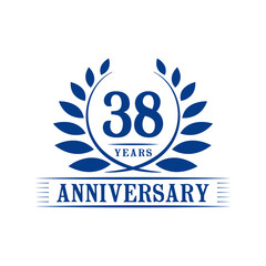 38 years logo design template. Thirty eighth anniversary vector and illustration.