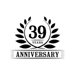 Fototapeta premium 39 years logo design template. Thirty ninth anniversary vector and illustration.
