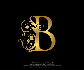 Golden B Luxury Logo Icon, Classy Letter Logo Design.