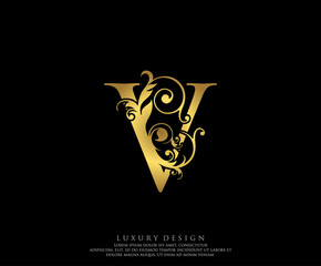 Golden V Luxury Logo Icon, Classy Letter Logo Design.