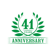 41 years logo design template. Forty first anniversary vector and illustration.
