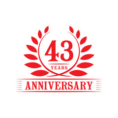 43 years logo design template. Forty third anniversary vector and illustration.