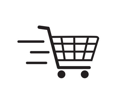 Fast Shopping cart icon. Shopping Cart icon. vector illustration. Fast moving symbol