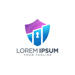 Colorful business with shield logo design template