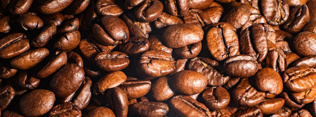 Roasted espresso coffee beans closeup