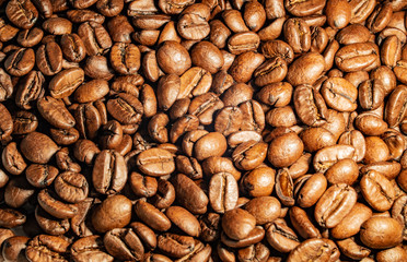 Roasted espresso coffee beans closeup