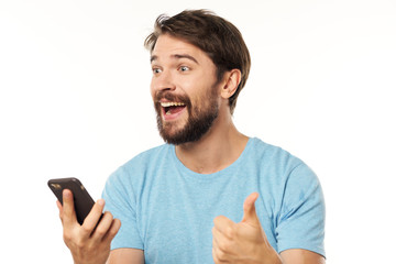 man texting on mobile phone