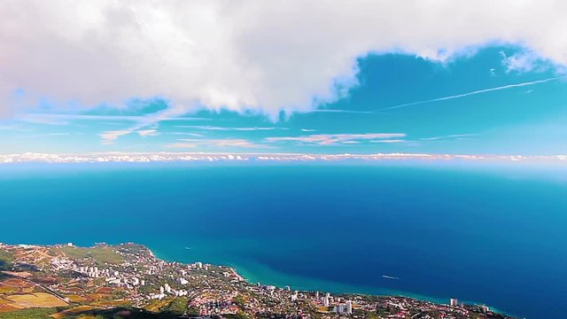 sea and clouds. timelapse. ocean view.
