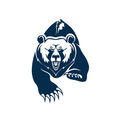 Wild american black bear isolated grizzly. Vector aggressive animal, big claws on paws