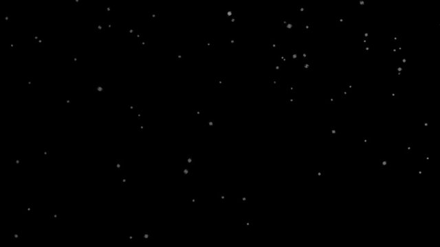 Snow falling randomly down while rotating in space