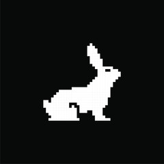 Standing rabbit logo template with pixelated square illustration in flat design monogram symbol
