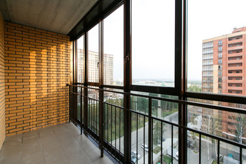 interior of the apartment without decoration in bright colors