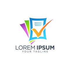 Checked documents office logo design template