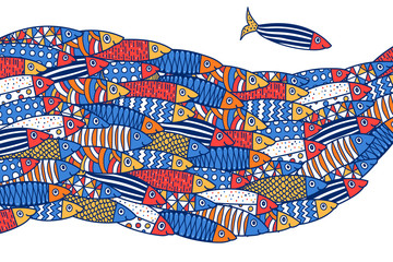 Cute fish.Sardines.  Kids lbackground. Seamless pattern. Can be used in textile industry, paper, background, scrapbooking.