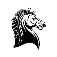 Heraldic horse head icon. Vector royal heraldry symbol of Pegasus stallion, gothic medieval horse