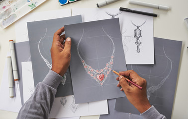 Designer design diamond jewelry drawing sketches making works craft unique handmade luxury...
