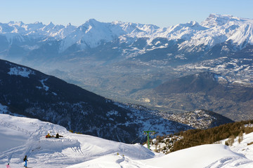 Fototapeta na wymiar Panorama des Alpes depuis Saint-Luc