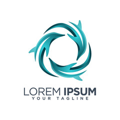 Colorful dolphin abstract logo design template