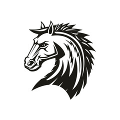Arabian rebellion horse isolated head. Vector equestrian sport symbol, stallion or mane profile
