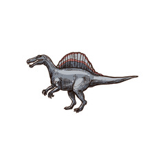 Ankylosauria isolated cartoon armour dinosaur sketch. Vector spinosaurus prehistoric extinct animal