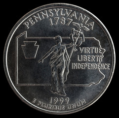 Coin 25 US cents. States and territories. Pennsylvania