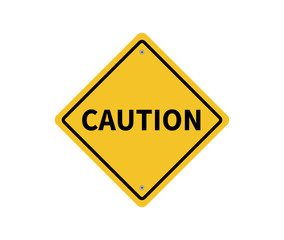 Caution yellow sign. Vector illustration. on white background