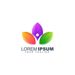 Obraz premium Colorful leaf human abstract logo design template