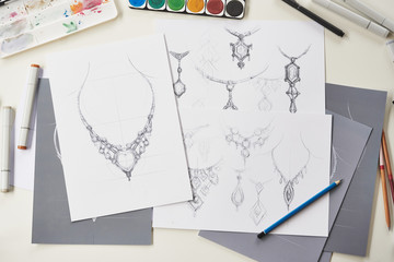 Designer design diamond jewelry drawing sketches making works craft unique handmade luxury...