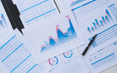 businessman working calculate data document graph chart report marketing research development ...