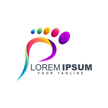 Colorful foot plam abstract logo design template