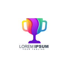 Colorful trophy abstract logo design template