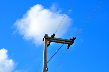 Electric pole with blue sky
