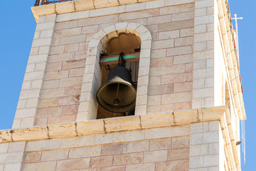 The bell tower of the Greek Monastery - Shepherds Field in Bayt Sahour, a suburb of Bethlehem in Palestine
