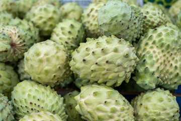 Annona squamosa or sugar-apples or sweetsops fruit sold at city local market