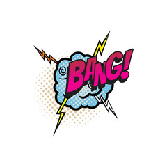 Sound blast, Bang bubble comic book cartoon icon. Vector Bang sound cloud, explosion boom bang, superhero comic book art speech